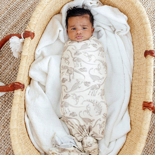Knit Swaddle Blanket - Jurassic Park Fossils
